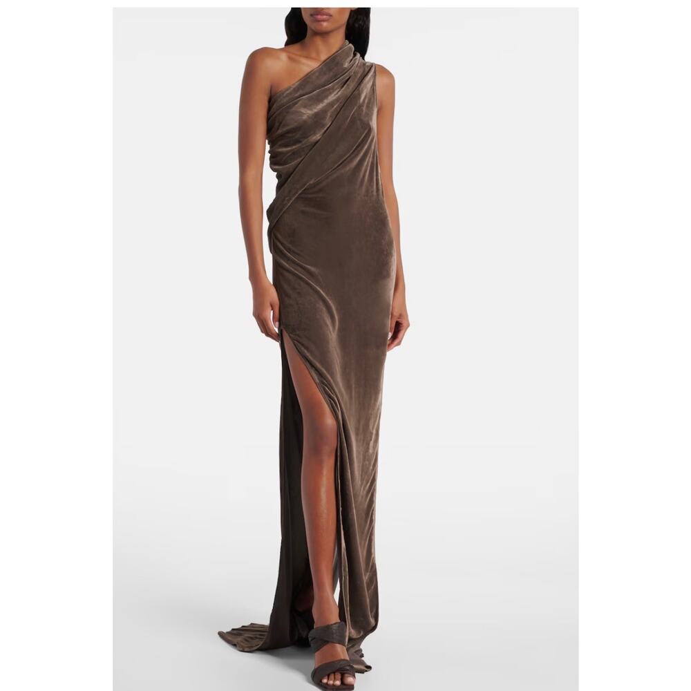 Rick Owens Athena Arrowhead one Shoulder Gown in Darkdust IT 40 US 4